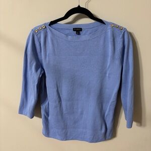 Talbots Pale Blue Sweater with Gold Button Detail